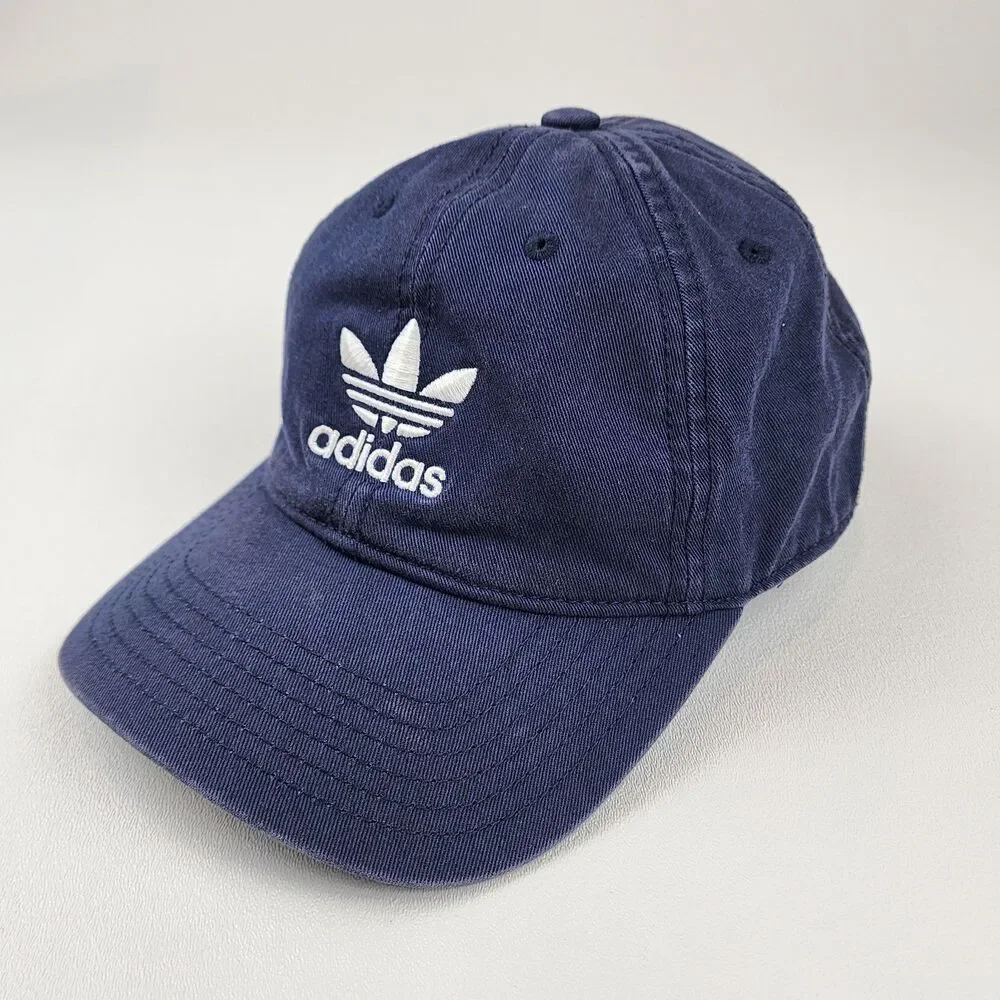 Adidas Originals Trefoil Dad Hat Navy Blue Strapback Cotton Baseball Cap